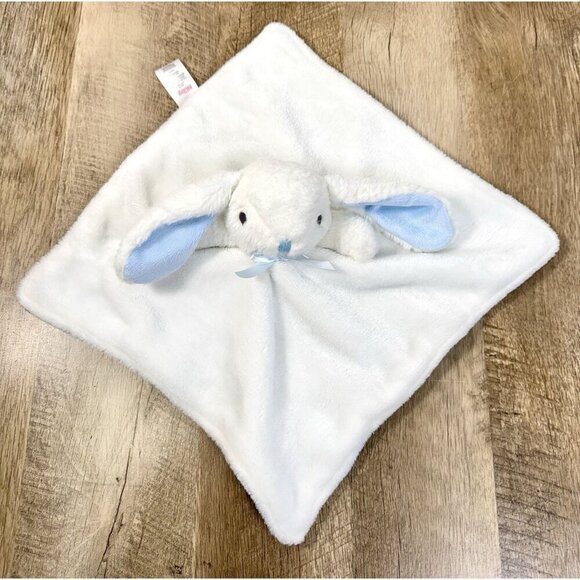 Nuby Bunny Rabbit Lovey Plush Security Blanket 14" Blue White Embroidered Eyes - Picture 2 of 7